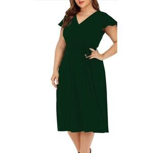 Kojooin  Flutter Sleeve Wrap Front Dress Women's Size 4XL New